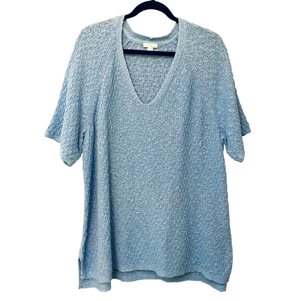 J.Jill dimensional relaxed fit elbow sleeve popcorn knit sweater top